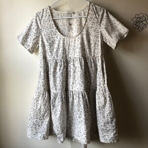 Cream Cheetah Print XSmall Dress Flutter Pockets Womens